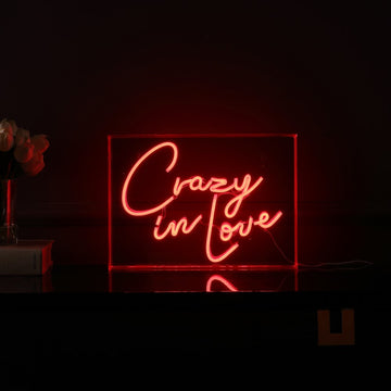 Crazy In Love Contemporary Glam Acrylic Box USB Operated LED Neon Light - JONATHAN Y